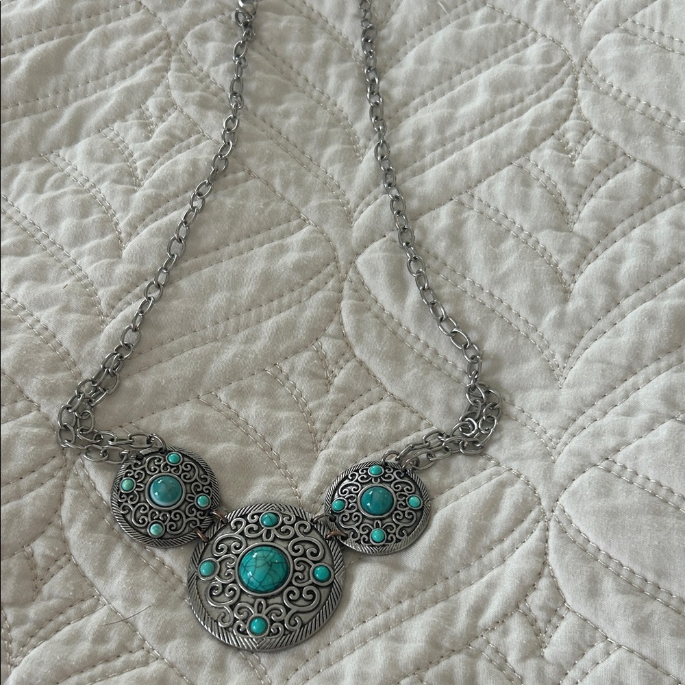 Maurices Silver and Turquoise Statement Necklace